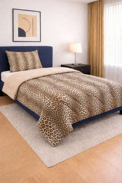 sternen glanz طقم لحاف فردي من القطن المنقوش ذو وجهين من فيلوريا - طقم غطاء و...