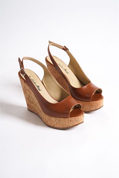 Ayakkabı Ateşi Mantara Taba Шкіряні жіночі туфлі на підборах з підкладкою