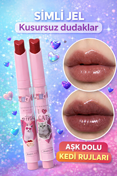 magic casa Simli Jel Ruj 2’li Set 5 ve 6 Numara | Kalpli Uç | Parlak & Nemlen...