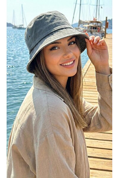 LAGRANZE قبعة دلو مغسولة كلاسيكية للسيدات