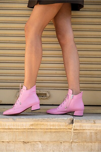 Ayakkabı Ateşi Pink Skin Design Low Heeled Women's Shoes Marea