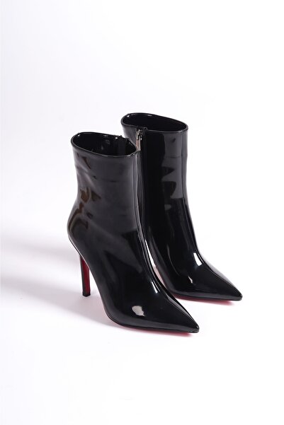 Ayakkabı Ateşi Μαύρο λουστρίνι Stiletto με λεπτό τακούνι Γυναικείες μπότες Togi