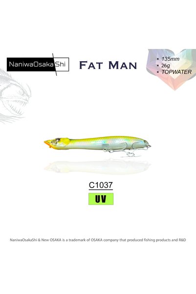 Genel Markalar Naniwa Osaka Shi FAT MAN 135MM 26GR TOPWATER Su Üstü Maket