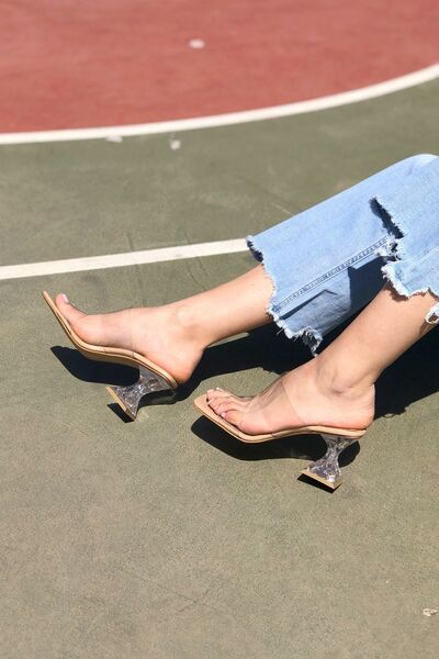 Ayakkabı Ateşi Kadın Nude Cilt Şeffaf Kadın Topuklu Ayakkabı