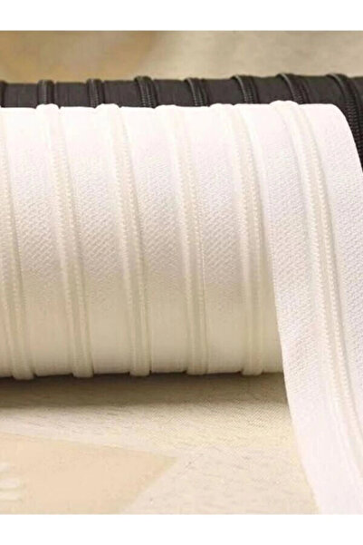 BGM TEKS Fermiks 20 Meters (Type 3) White Fine Tooth Zipper and 40 White Caps