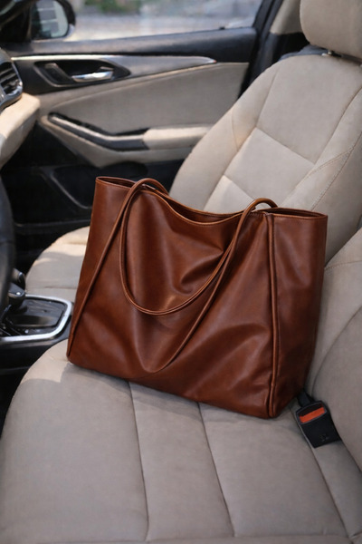 DENSİLA Kadın Taba Fermuarlı Shopper Çanta