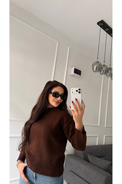 Daves Brown High-Neck Soft Textured Sweater