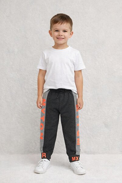 bebekcee بنطال رياضي منقوش باللون الرمادي للأطفال الأولاد 1/2/3/4 سنوات