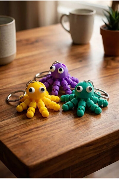 Shaddshop مجموعة من 3 سلاسل مفاتيح على شكل أخطبوط متحرك - شخصية مرنة ممتعة مض...