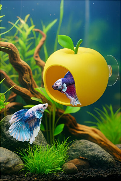 Akvaryum Beta Dinlenme Alanı ( Elma ) Beta Balıgı Dinlenme Alanı Erkek Beta v...