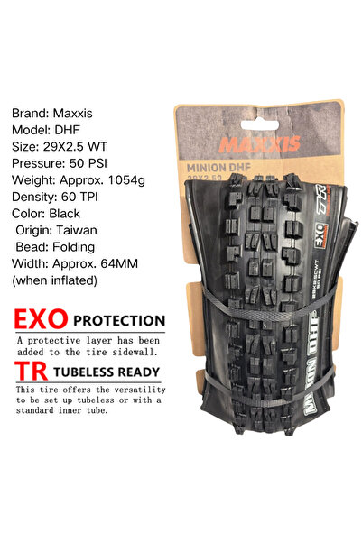 Maxxis حقيبة ظهر قابلة للطي DHF 29X2.5 EXO TR B Minion DHF (M301Ru) 26x2.3 27...