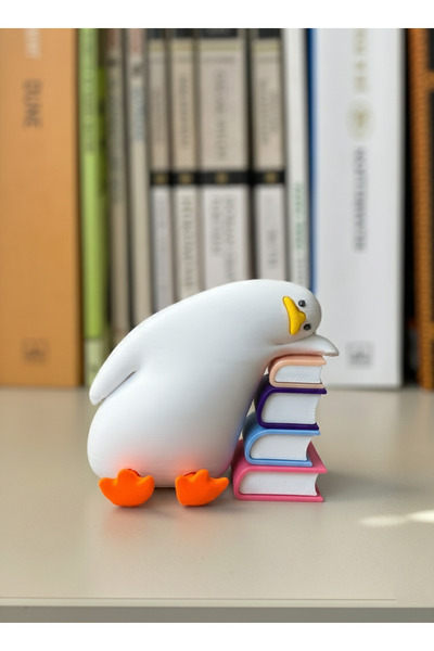 Figuva Kitaplık,Masaüstü Dekoru | Kitap Sever Baygın Ördek /Hediyelik Sevimli...