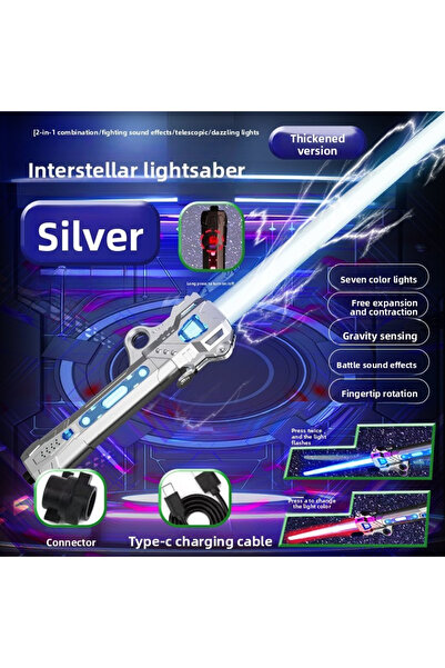 Choice لعبة سيف متوهج ملون فضي اللون للأطفال، سيف ليزر موسيقي تلسكوبي 2 في 1 ...