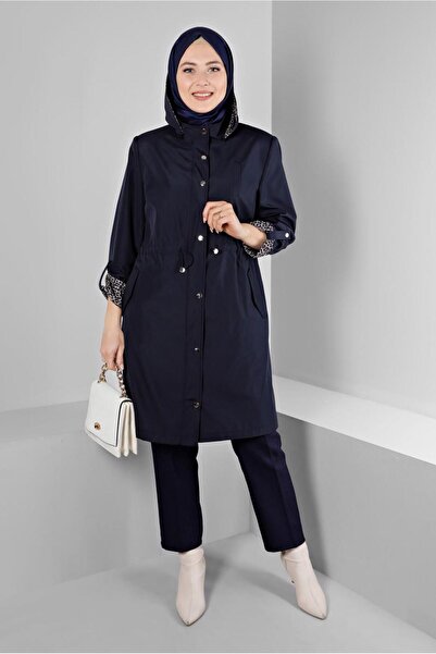 Alvina سترة ترينكوت بغطاء للرأس بأكتاف مبطنة 10697