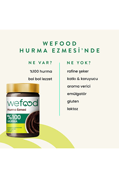 Wefood %100 Sade Hurma Ezmesi 400 gr (Hurma Püresi, Hurma Dolgusu)