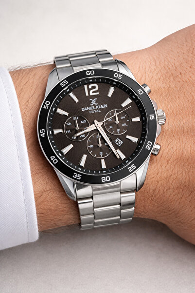 Daniel Klein Çelik Kordon Bezelli Gri Siyah Erkek Kol Saati DKE.1.11031-1