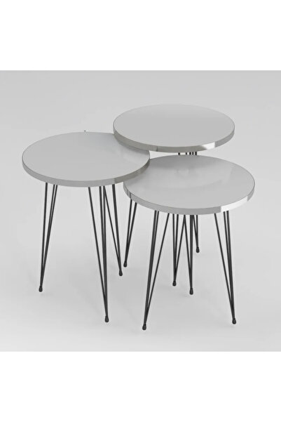 Kanonik Education Zigon Sehpa Siyah Tel Ayak Gümüş Beyaz 1215