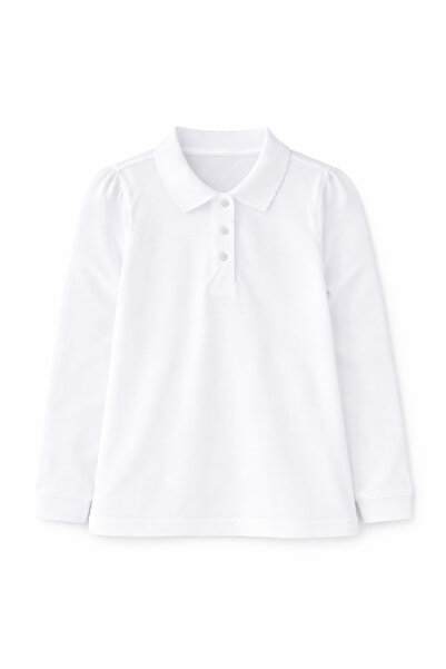OEM Bluză polo școlară cu mâneci lungi, pentru FETE, albă