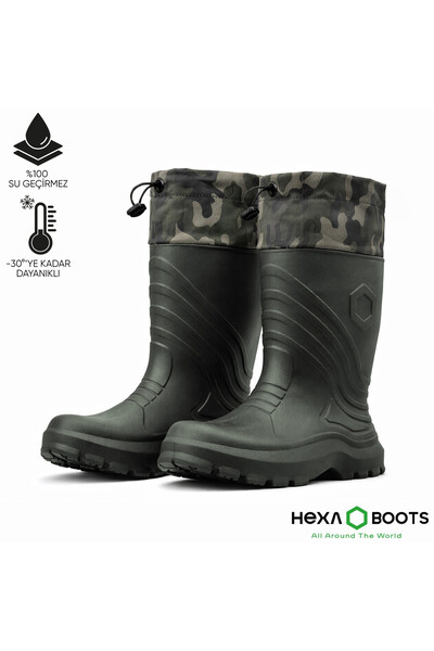 SAVEX Ultra Hafif EVA Uzun Avcı Çizmesi - Haki - Konçlu - Hexa Boots