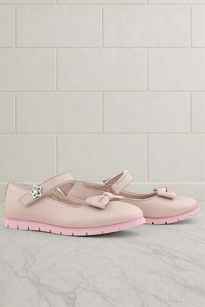 Rakerplus Balerini pentru fete cu fundă pudră și stea cu velcro