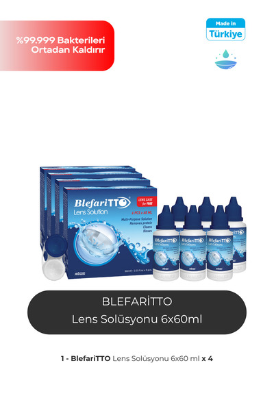 BLEFARİTTO Lens Solüsyonu 6x60 ml 4 Adet 11/2026 (2 ADET LENS KABI HEDİYE)