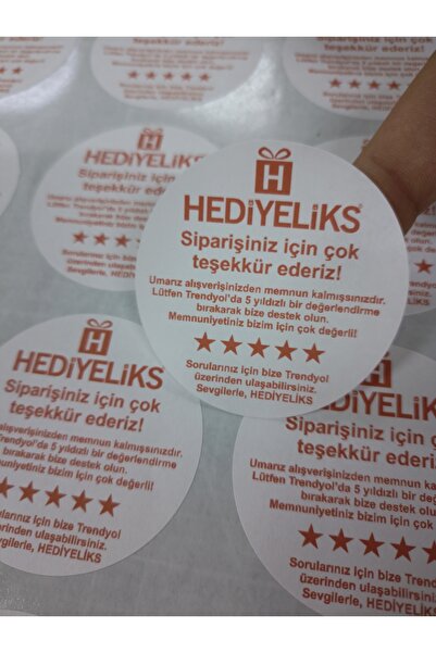 HEDİYELİKS 6cm Yuvarlak Etiket Sticker Kişiye Özel Baskılı 12 adet