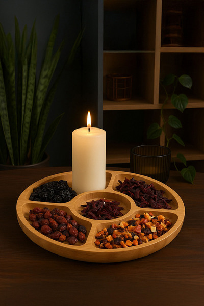 E MODA صينية عرض حديثة من الخيزران مع أقسام - متعددة الاستخدامات