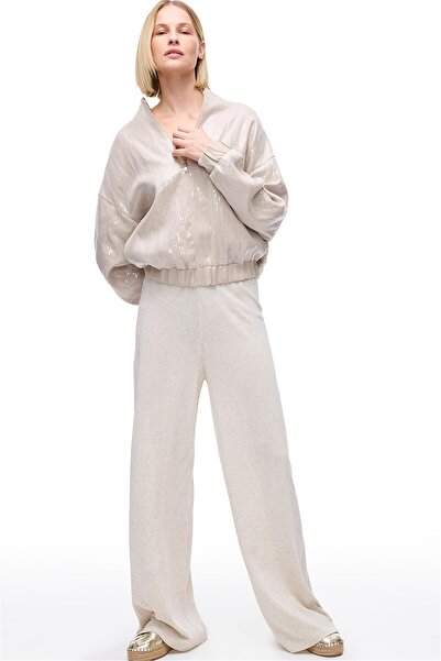 Perspective Caphs Taş Renk Slim Fit Yuvarlak Yaka Düşük Kollu Mont