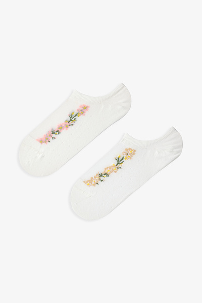 Penti White - Gray Floral Line 2-Piece Sneaker Socks