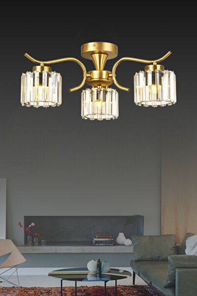 ESSLİGHT Miliç 3’lü Eskitme Kristal Taşlı Modern Salon Mutfak Yatak Odası Avi...