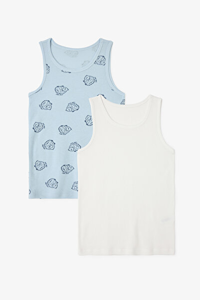 Penti Boy's Hedgehog Patterned 2-Piece Undershirt
