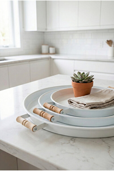 FARİKA Farika Kamer 3'lü Sunum Tepsi Seti (51cm-45cm-37cm)