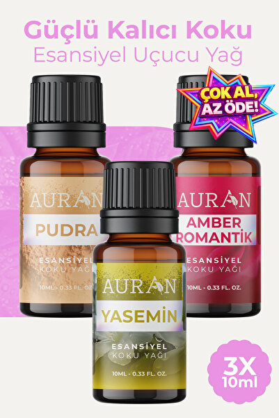 AURAN Pudra, Yasemin, Amber Saf Esansiyel Uçucu Yağ Buhurdanlık Yağı Difüzör ...