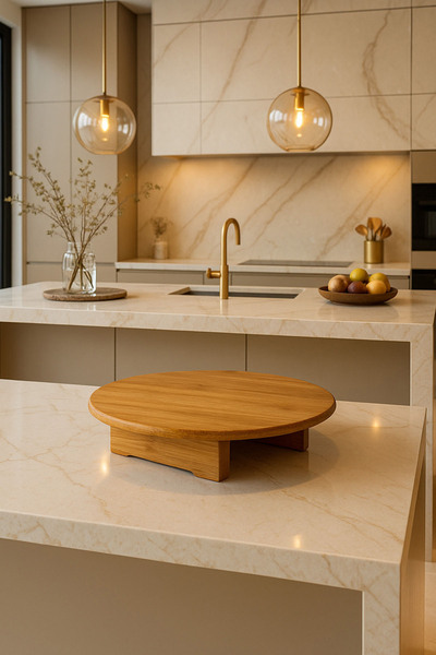 E MODA لوح تقطيع من الخيزران بأرجل مستديرة - حجم كبير، لتقديم صحي وأنيق