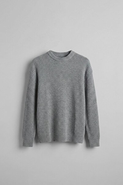 ablukaonline Мъжки пуловер с редовна кройка, сив меланж