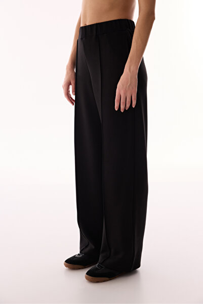 Penti Black Ribbed High Waist Wide Leg Pants