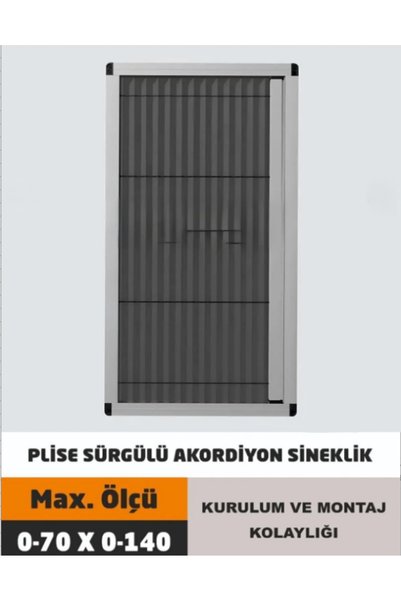 Genel Markalar Pileli Plise Sürgülü Akordiyon Katlanır Pencere Sinekliği BEYAZ 70*140 ölçülerinde
