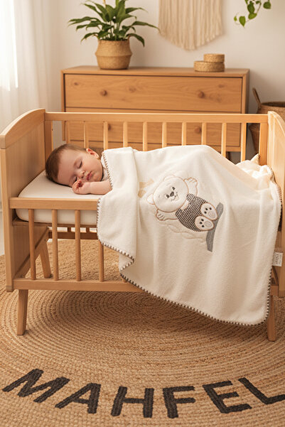 MAHFEL 100% Welsoft Thick Double Layer 1St Class Baby & Kids Blanket Ecru