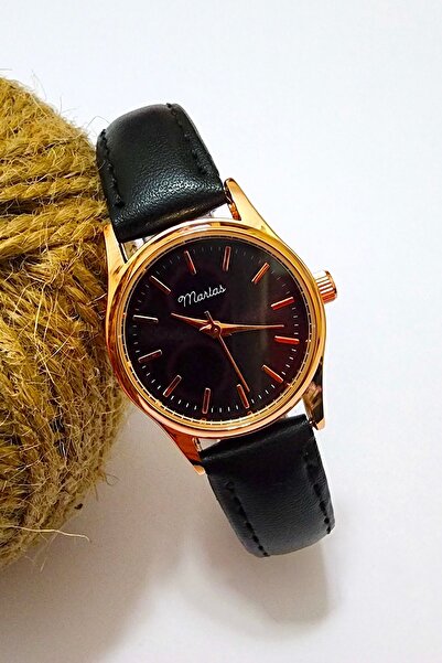 Marlas Retro Kadın Kol Saati, Vintage Minimal, Rose Gold Renk, Çizgili Kadran...