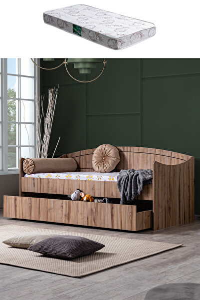 Setay Yavrulu Karyola, Akasya Yavrulu Yatak - Ceviz +1 Adet Comfort Yatak
