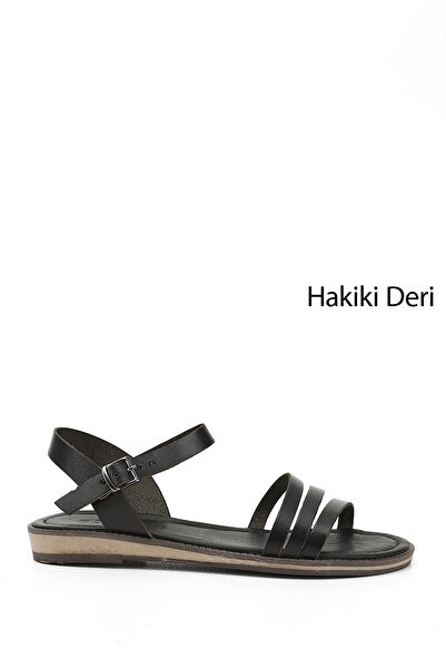 GÖNDERİ(R) Women's Black Genuine Leather Sandals