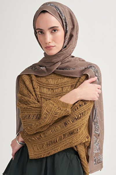 carell Sway Monogram Floş Şal Sütlü Kahve