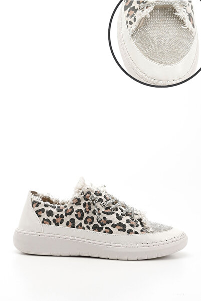 GÖNDERİ(R) Pantofi de damă leopard din denim, tricotaje, Stone Comfort