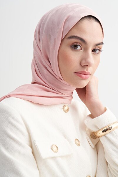 carell Küpçizgi Jakar İtalyan İpekli Şal Pudra