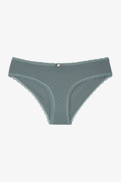 Penti Dark Gray Heart Patterned Pointel Low Waist Hipster Panties