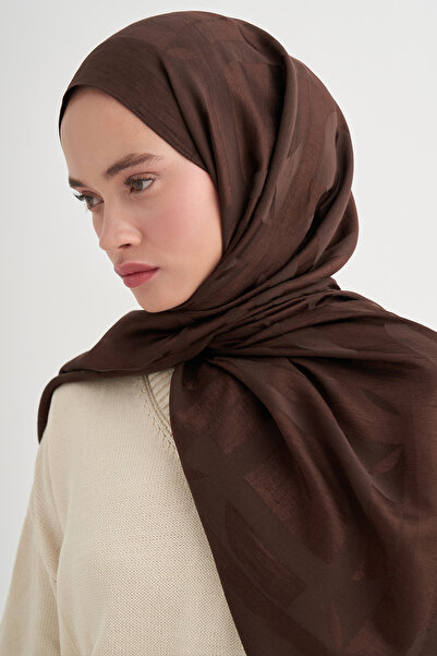 carell Geometrik Desen Liora Pamuk Şal Acı Kahve