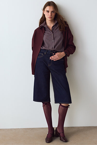 Penti Plum Bow Detailed Ribbon Patterned Fishnet Trouser Socks