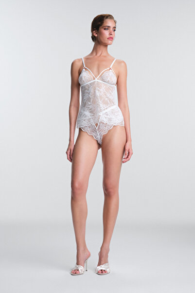 Penti Off-White Scarlett Floral Lace V-Neck Unlined Tank Top