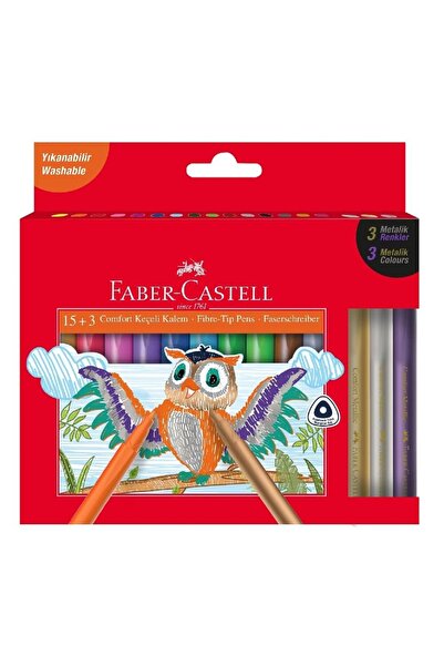 Faber Castell قلم لباد من سلسلة كومفورت 18 لونًا 15+3 لون معدني 5068155241