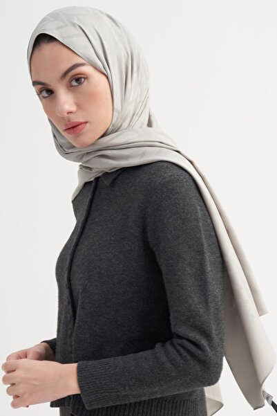 carell Baklava Desen Pamuk İpek Şal Açık Gri